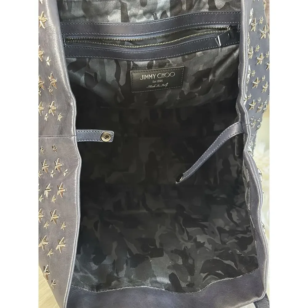 JIMMY CHOO Studded Star Leather Tote Bag - Navy Blue